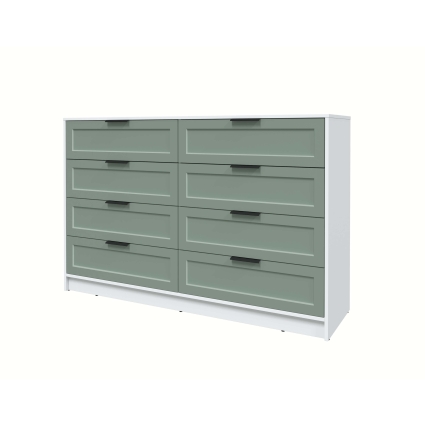 Kомод Тренд КТ-К157 (Белый платинум ЛДСП/ Мята ЛМДФ) Ш1565 В1020 Г451